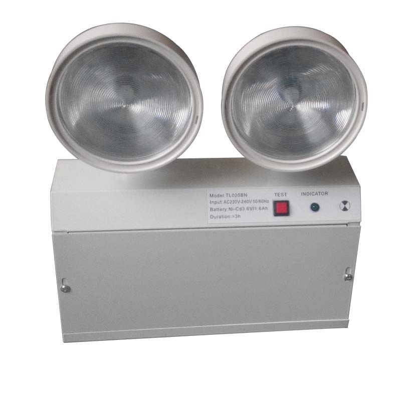 2W Twin Spot LED luces de emergencia con carcasa de acero y batería Ni-Cd para 3 horas de duración
