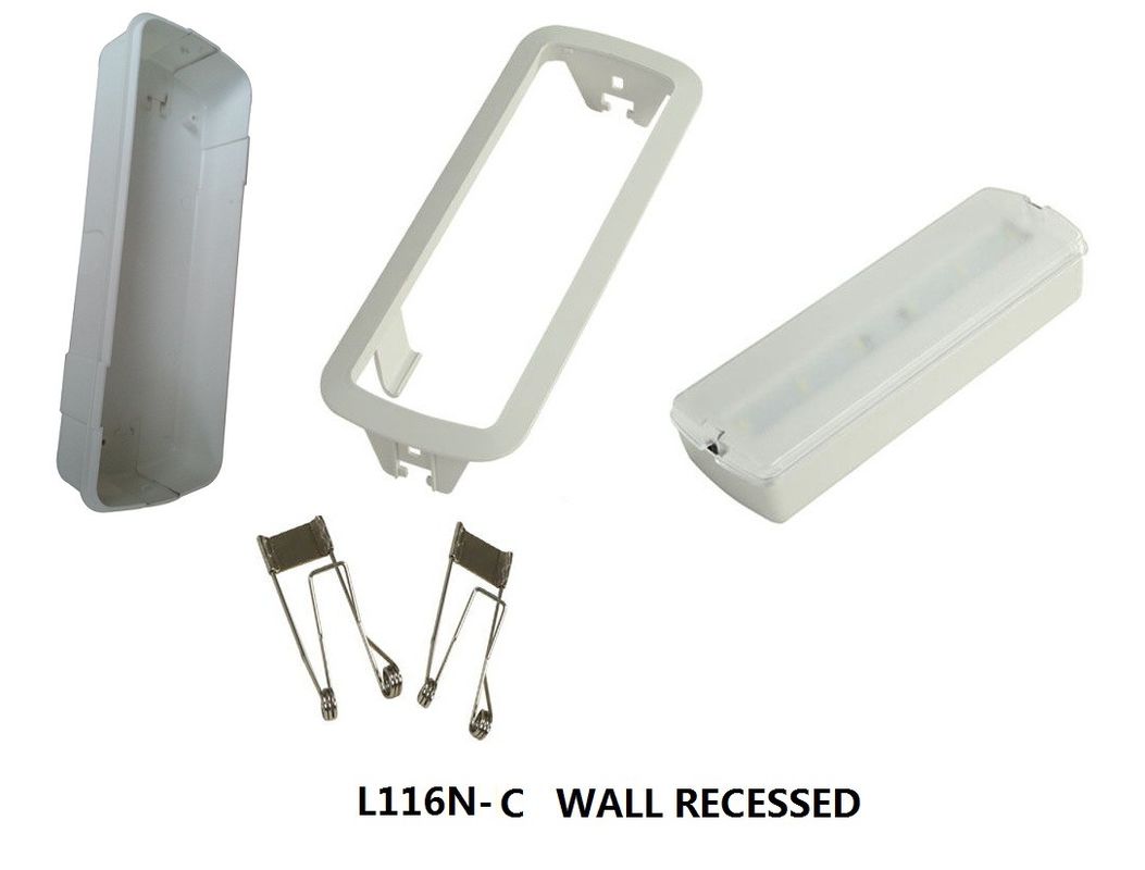 Luz LED de emergencia recargable empotrada en pared con batería de respaldo IP20 SMD 5730 L116M-C