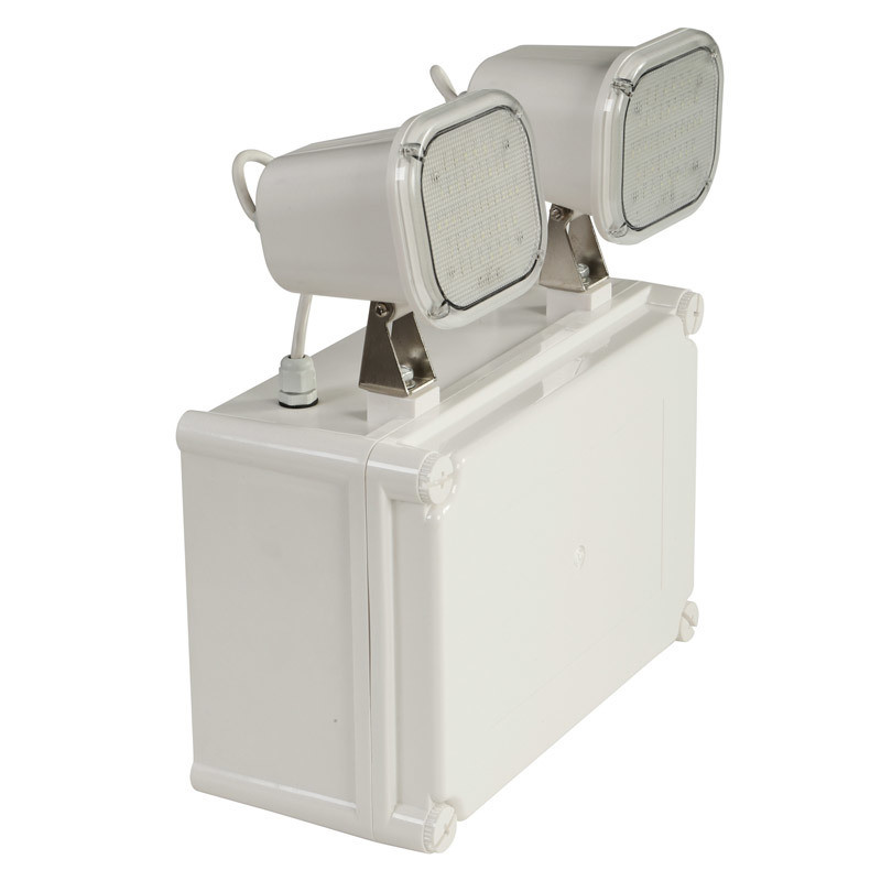 12W Twin Spot LED luz de emergencia IP65 impermeable 6500K Blanco frío 3 horas de duración