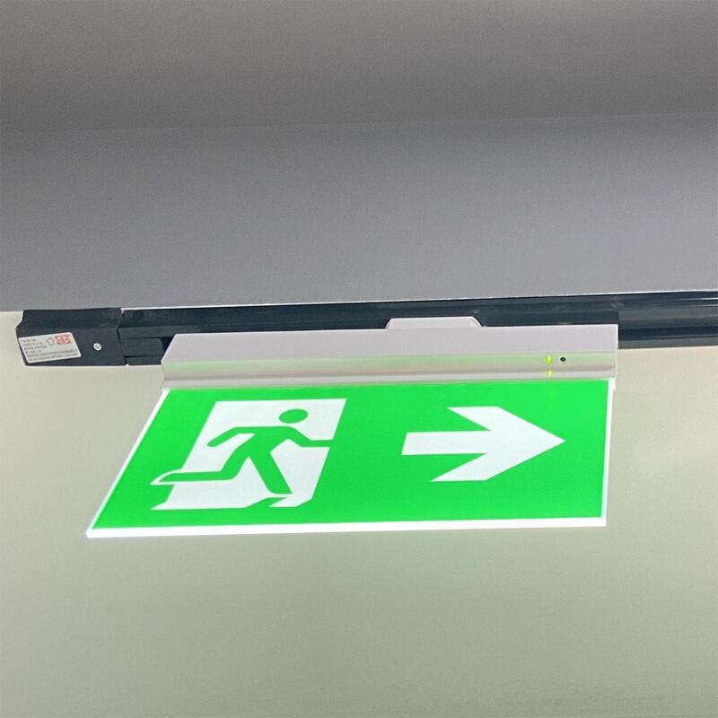 Señal de salida de emergencia de LED recargable de doble cara con respaldo de 3 horas, batería de iones de litio y construcción de plástico