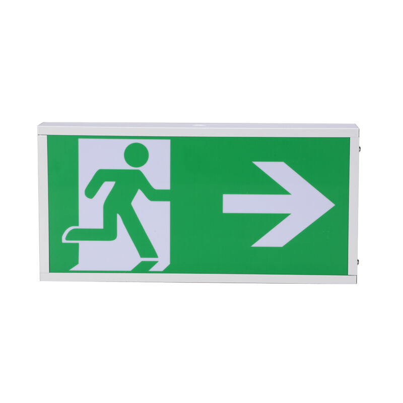 Señal de salida de doble cara con luz de salida de emergencia recargable LED con batería integrada montada en superficie de pared