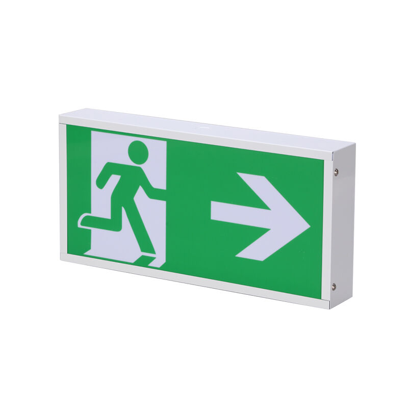 Señal de salida de doble cara con luz de salida de emergencia recargable LED con batería integrada montada en superficie de pared