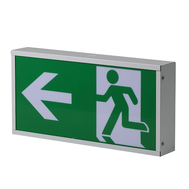 Señal de salida de doble cara con luz de salida de emergencia recargable LED con batería integrada montada en superficie de pared