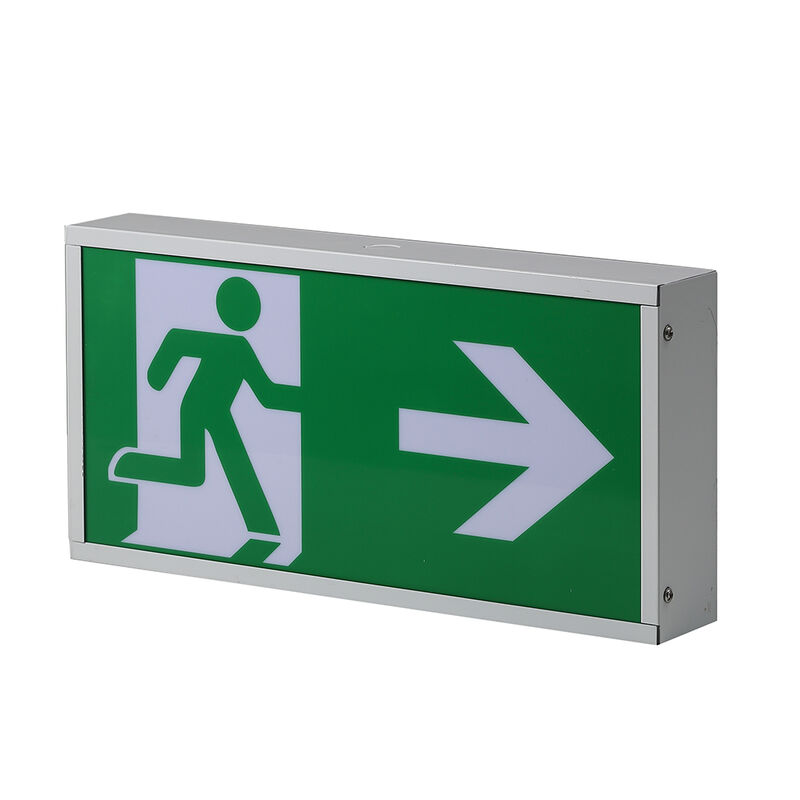 Señal de salida de doble cara con luz de salida de emergencia recargable LED con batería integrada montada en superficie de pared