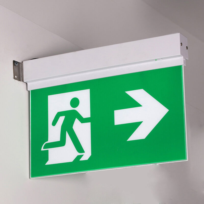 Señal de salida de doble cara de montaje lateral con batería de iones de litio, luz LED de emergencia de 3 horas