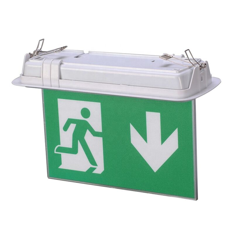 Señal de Salida de Emergencia LED Doble Cara con Carcasa de ABS Ignífugo, Operación de 3 Horas, Batería Ni-Cd
