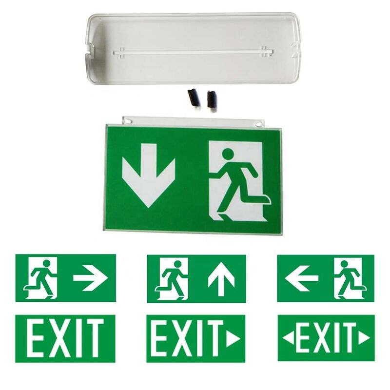 Señal de Salida de Emergencia LED Doble Cara con Carcasa de ABS Ignífugo, Operación de 3 Horas, Batería Ni-Cd