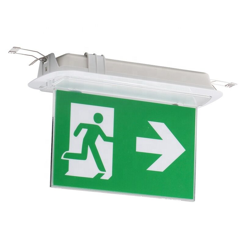 Señal de Salida de Emergencia LED Doble Cara con Carcasa de ABS Ignífugo, Operación de 3 Horas, Batería Ni-Cd