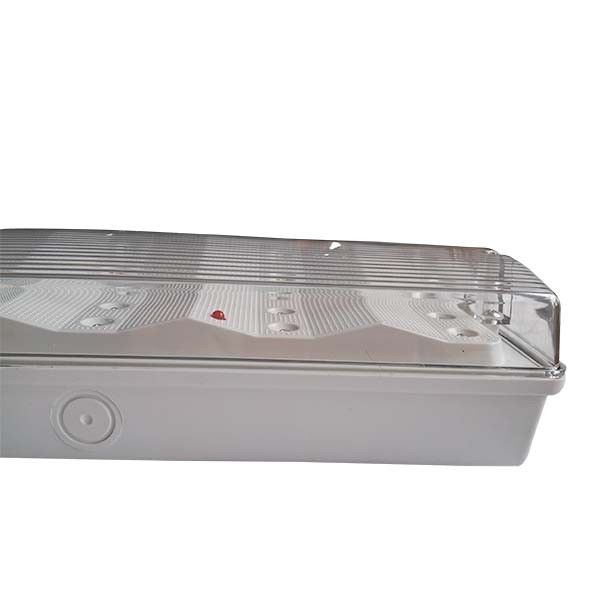 Luz de emergencia LED sin mantenimiento con carcasa ABS ignífugo, resistente al agua IP65 y duración de 3 horas