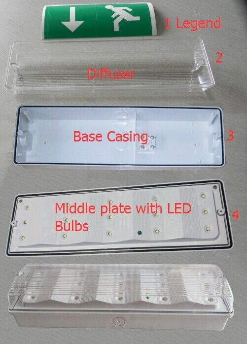 Luz de emergencia LED impermeable personalizada para exteriores en lugares húmedos con respaldo de batería, fallo de alimentación, IP65 EL015EM