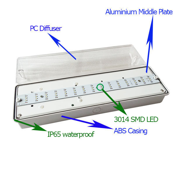 Luz de emergencia resistente al agua, autoinstalable, de batería, IP65 exterior, ubicación húmeda, recargable EL030AN
